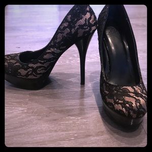 Lacy black and cream heels